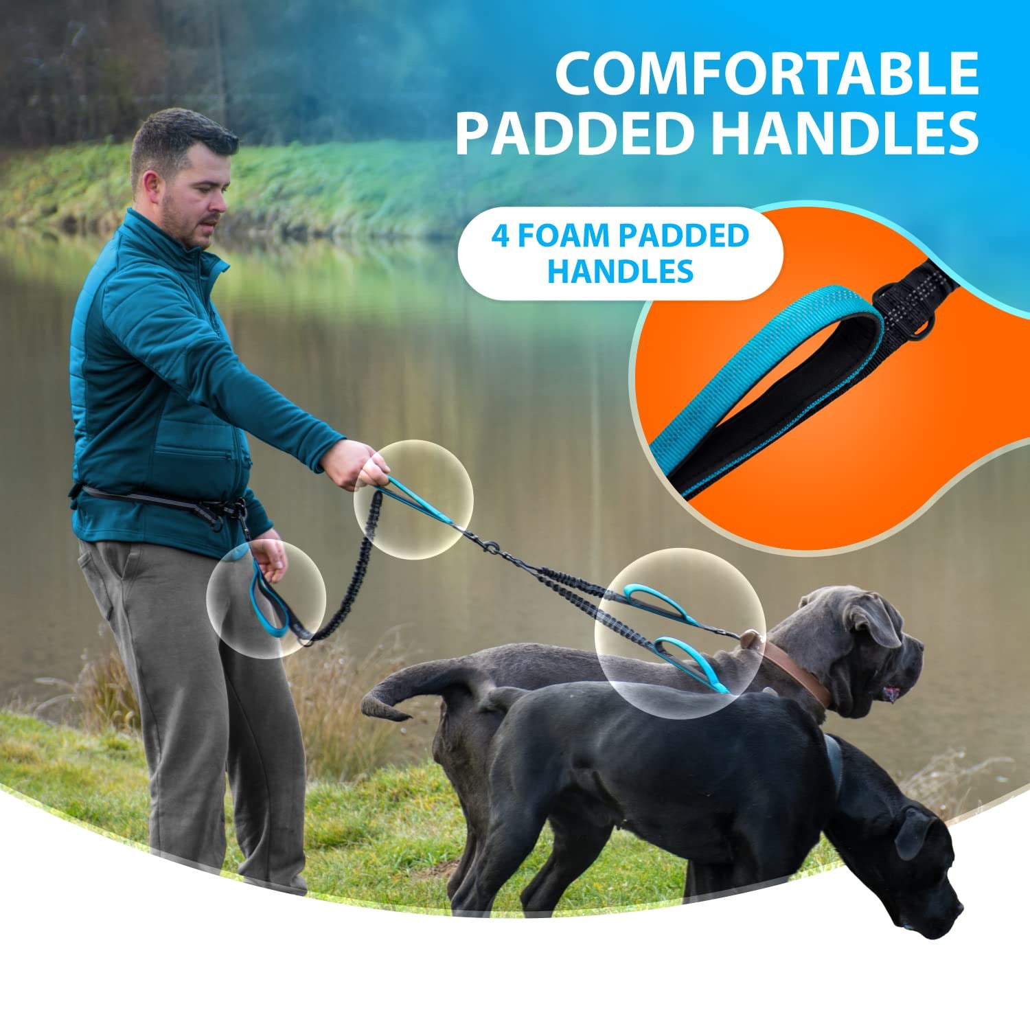 NexaLeash Tactical Bungee Dog Leash, Hands-Free Heavy Duty Lead for Running & Training